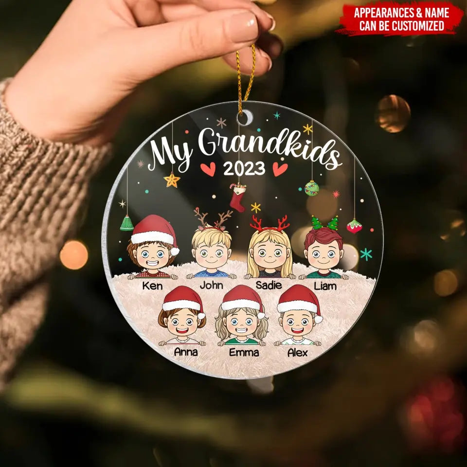 My Grandkids 2023 - Personalized Acrylic Ornament, Gift For Family - ORN177