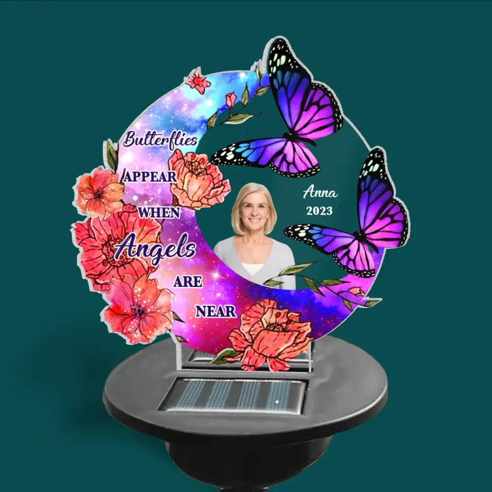Butterflies Appear When Angels Are Near - Personalized Memorial Solar Light, Memorial Gift Ideas
