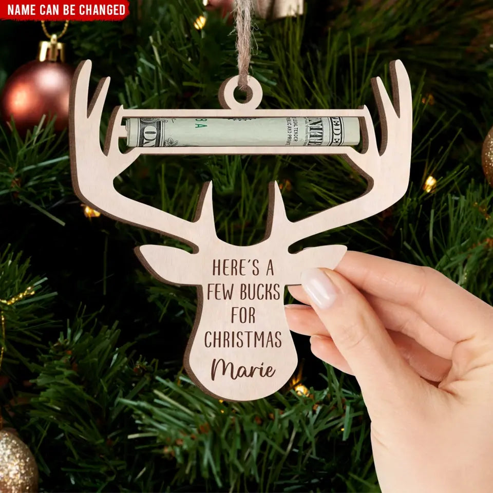 Money Clip Holder Christmas Few Buck For Christmas - Personalized Wooden Ornament, Money Holder Ornament, Christmas Gift - ORN180