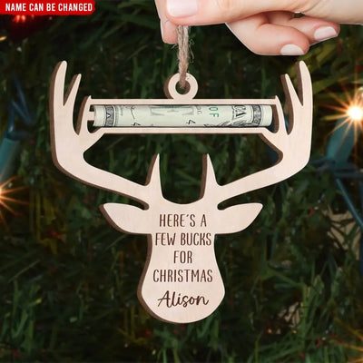 Money Clip Holder Christmas Few Buck For Christmas - Personalized Wooden Ornament, Money Holder Ornament, Christmas Gift - ORN180