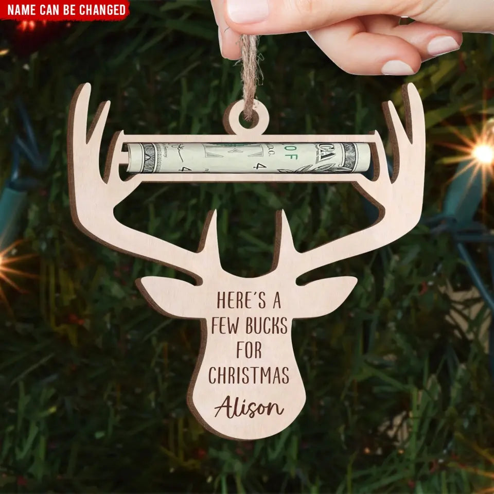 Money Clip Holder Christmas Few Buck For Christmas - Personalized Wooden Ornament, Money Holder Ornament, Christmas Gift - ORN180