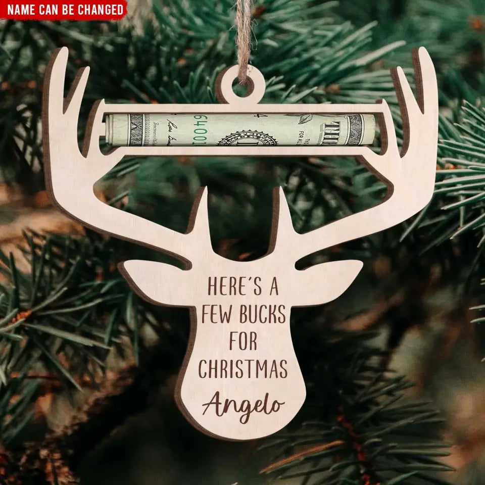 Money Clip Holder Christmas Few Buck For Christmas - Personalized Wooden Ornament, Money Holder Ornament, Christmas Gift - ORN180