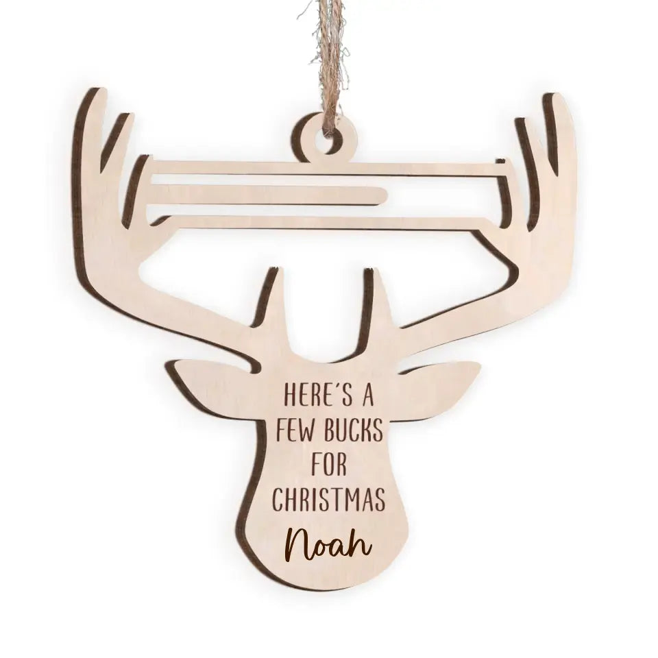 Money Clip Holder Christmas Few Buck For Christmas - Personalized Wooden Ornament, Money Holder Ornament, Christmas Gift - ORN180