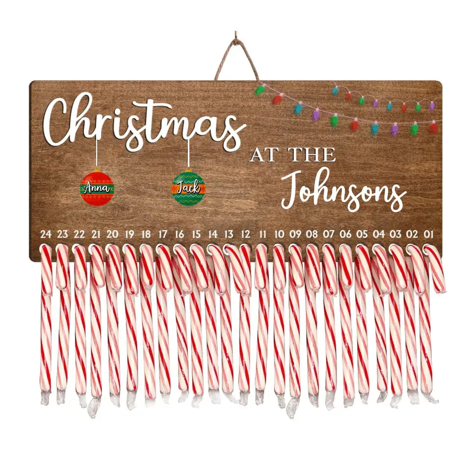Christmas At The Family - Personalized Countdown Sign, Gift For Family - DS710