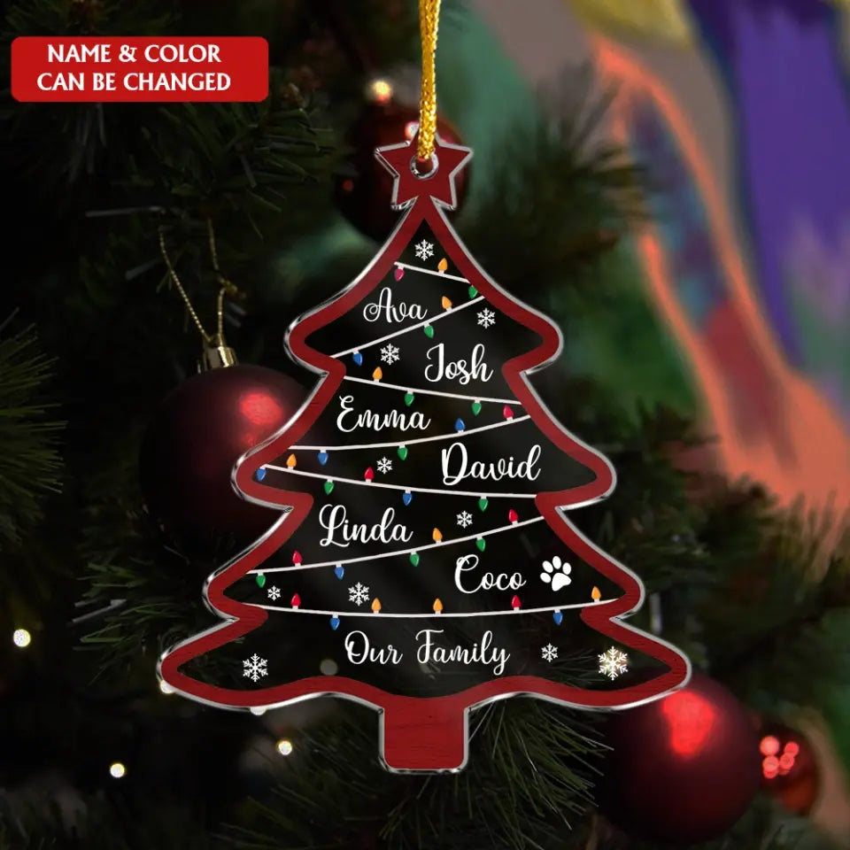 Family Names Christmas Tree Ornament - Personalized Acrylic Ornament, Ornament Keepsake - ORN184