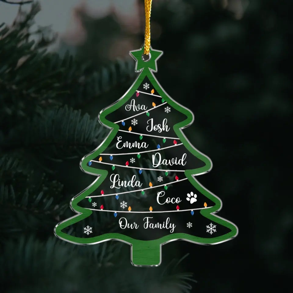 Family Names Christmas Tree Ornament - Personalized Acrylic Ornament, Ornament Keepsake - ORN184