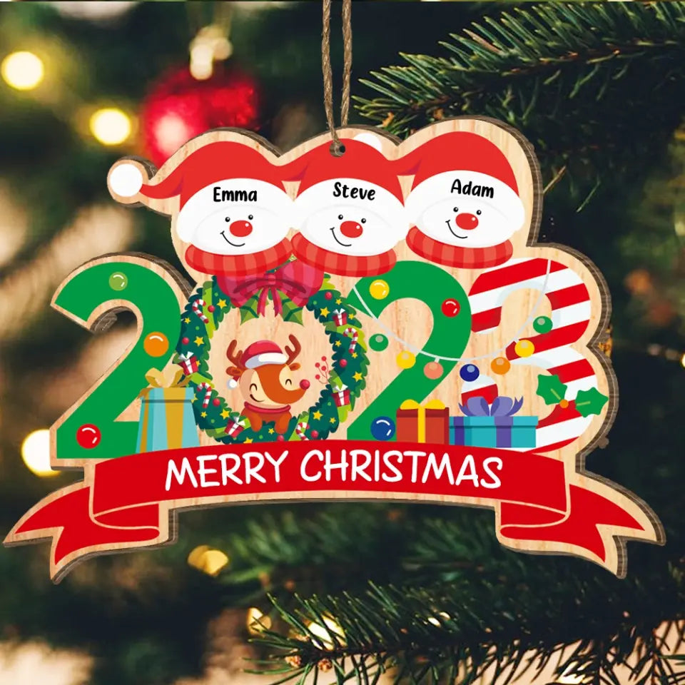Snowman Family Christmas - Personalized Wooden Ornament, Home Decor, Christmas Decor - ORN186