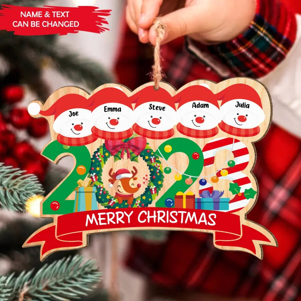 Snowman Family Christmas - Personalized Wooden Ornament, Home Decor, Christmas Decor - ORN186