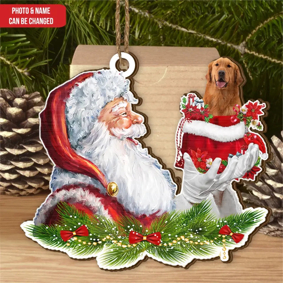 Santa And Dog Christmas - Personalized Wooden Ornament, Christmas Gift For Dog Lovers - ORN191