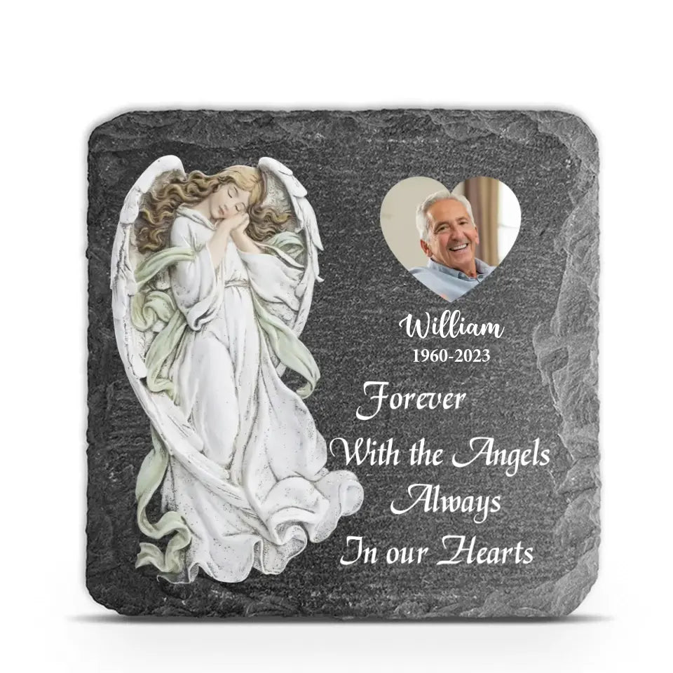 Forever With The Angels - Personalized Memorial Stone, Memorial Gift Ideas