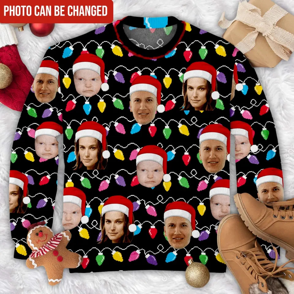 Custom Face Christmas Family - Personalized Wool Sweater, Christmas Gift For Family - SW21