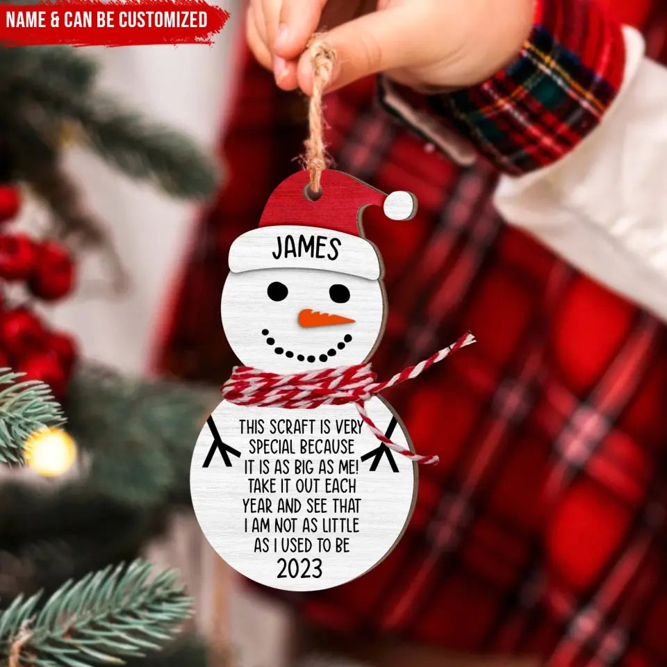Christmas Snowman Height - Personalized Wooden Ornament, Christmas Gift For Kid - ORN192