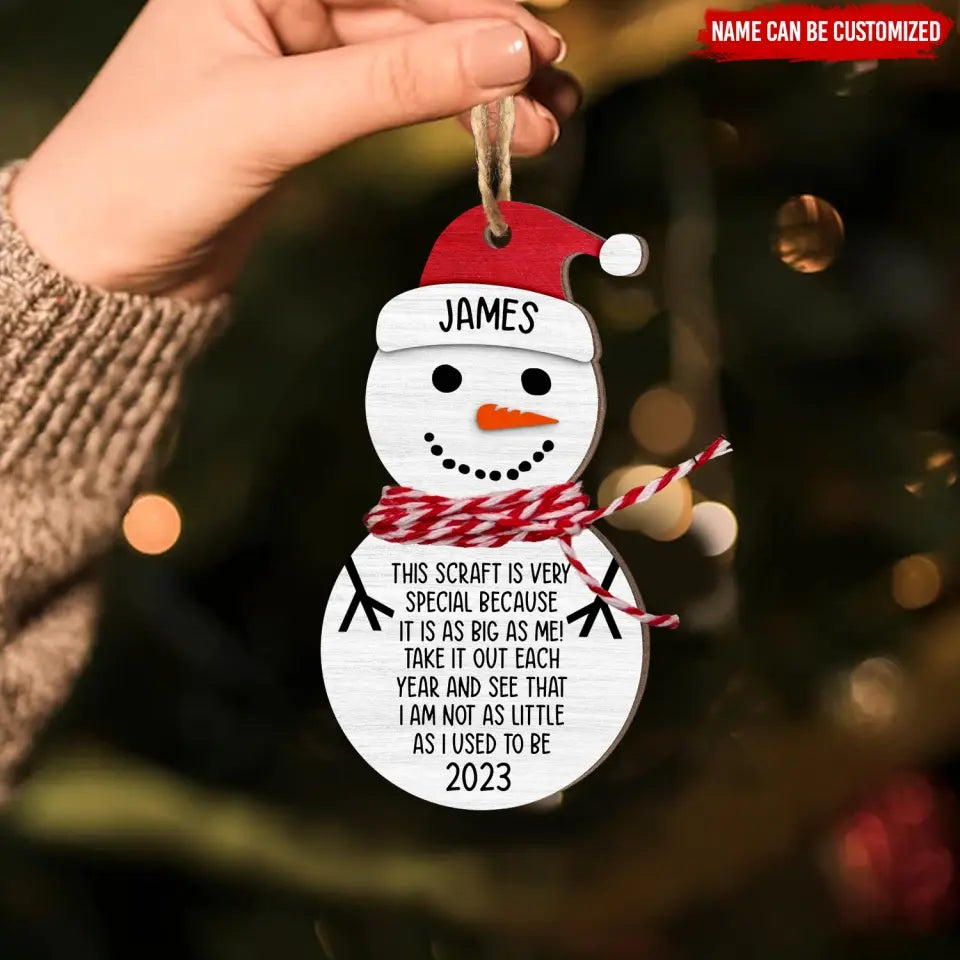 Christmas Snowman Height - Personalized Wooden Ornament, Christmas Gift For Kid - ORN192