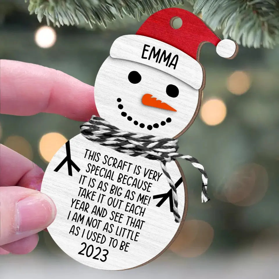Christmas Snowman Height - Personalized Wooden Ornament, Christmas Gift For Kid - ORN192