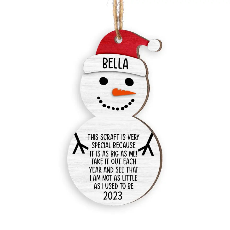 Christmas Snowman Height - Personalized Wooden Ornament, Christmas Gift For Kid - ORN192