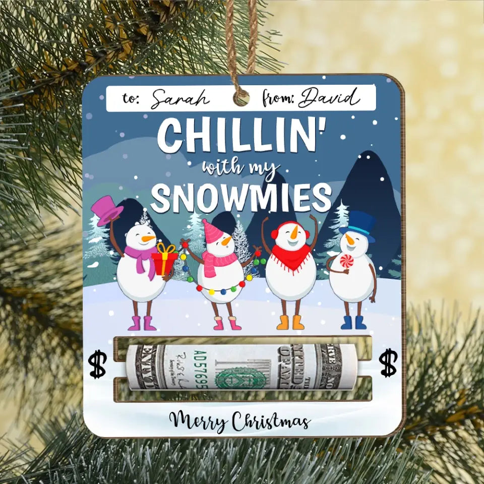 Chillin' With My Gnomies - Personalized Wooden Ornament, Money Holder Ornament, Christmas Gift - ORN194