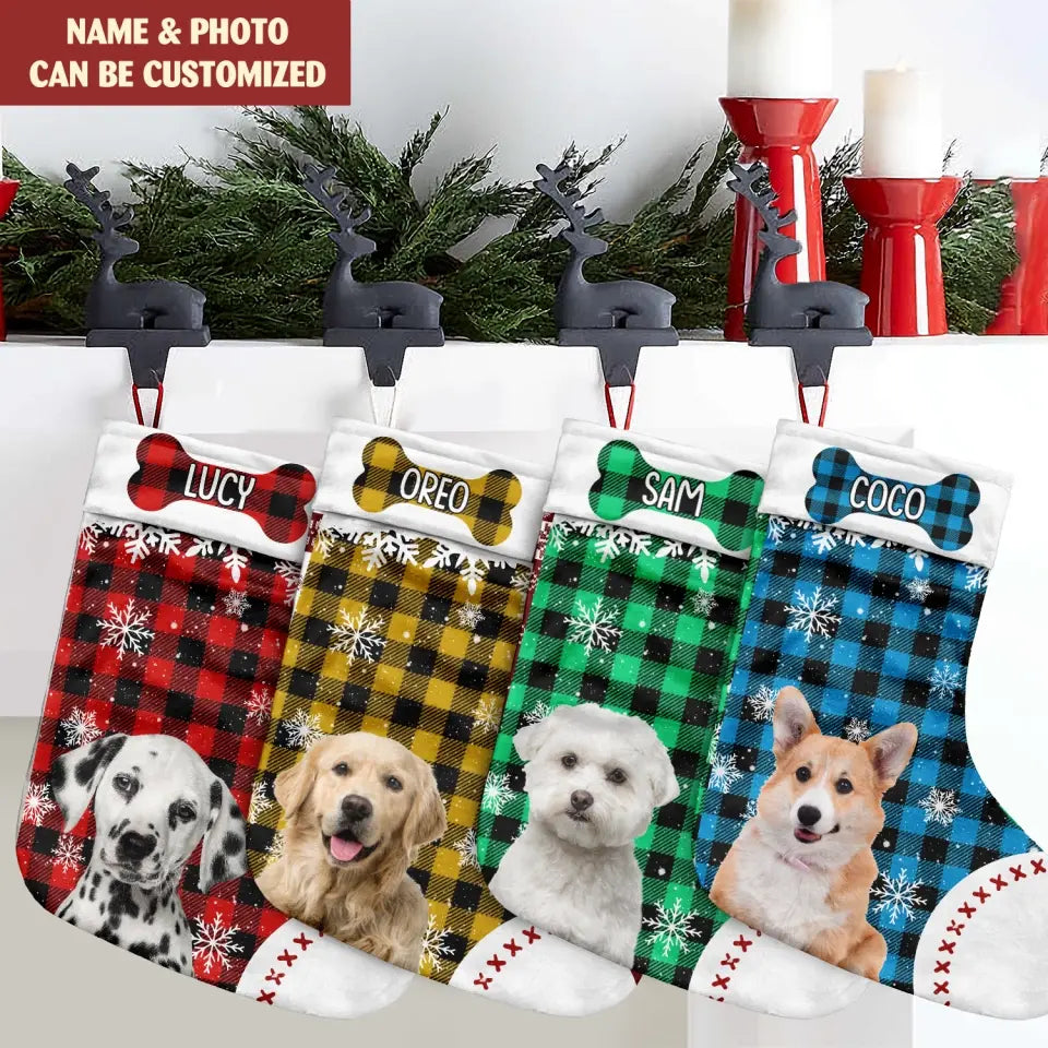 Dog Photo Christmas - Personalized Stocking, Gift For Pet Lover - SCS11