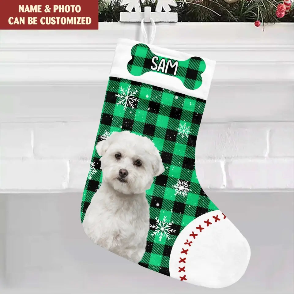 Dog Photo Christmas - Personalized Stocking, Gift For Pet Lover - SCS11