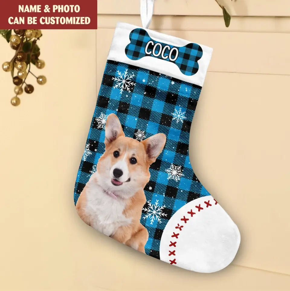 Dog Photo Christmas - Personalized Stocking, Gift For Pet Lover - SCS11