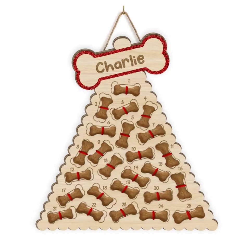 Dog Bone Christmas Tree Countdown Sign - Personalized Countdown Sign, Christmas Gift For Dog Lovers, Christmas Home Decor - DS711