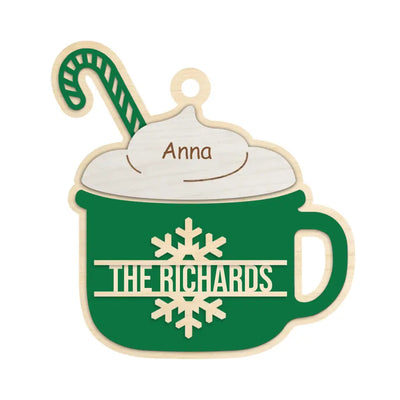 Personalized Marshmallow Hot Cocoa Mug - Personalized Wooden Ornament - ORN196