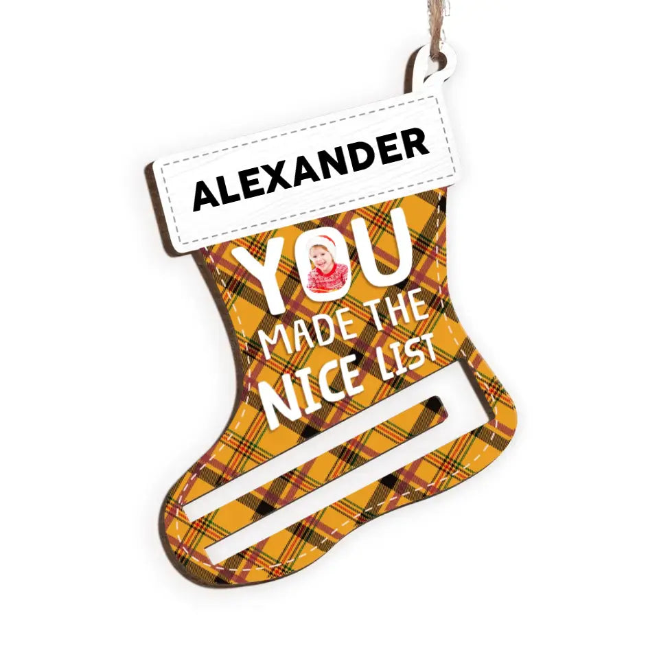 You Make The Nice List - Personalized Wooden Ornament, Money Holder, Christmas Gift for Kids - ORN199