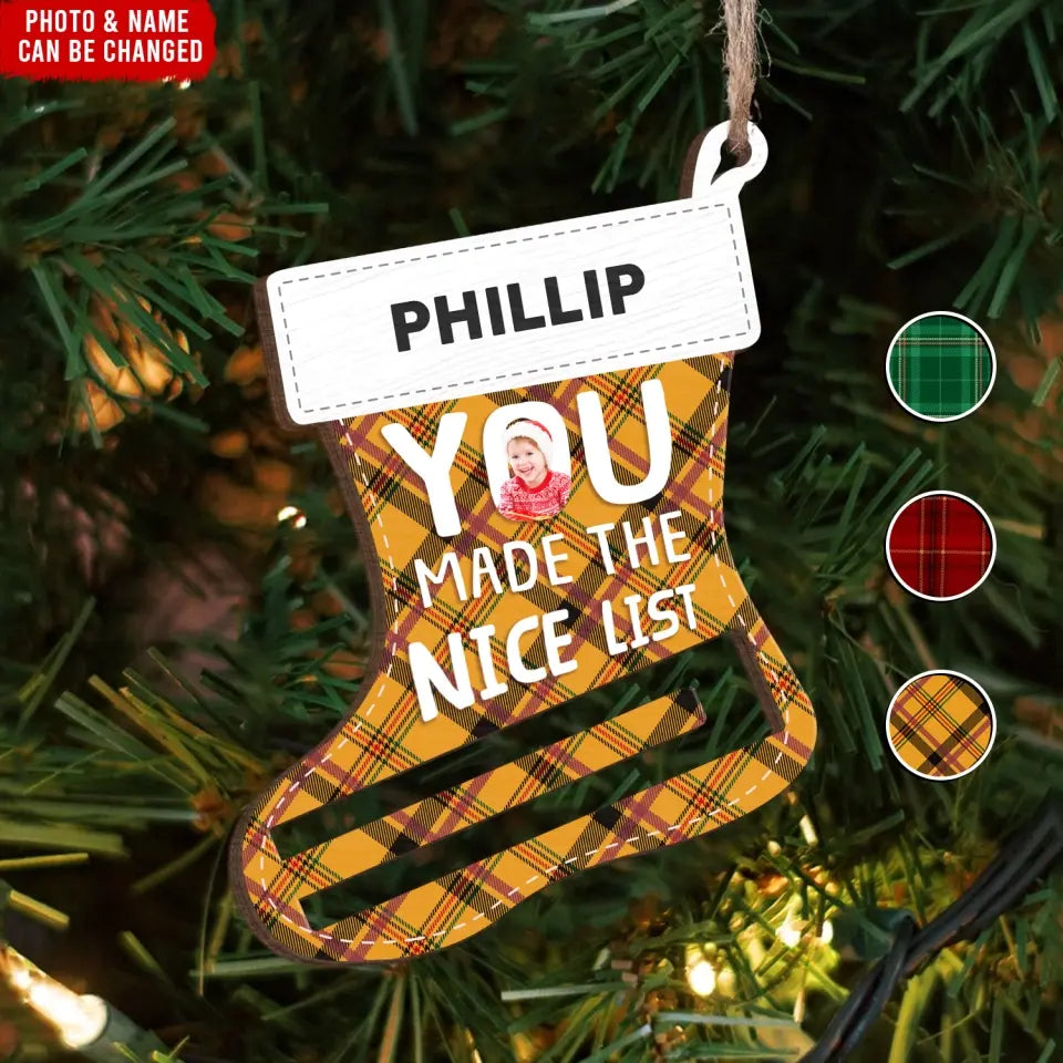 You Make The Nice List - Personalized Wooden Ornament, Money Holder, Christmas Gift for Kids - ORN199