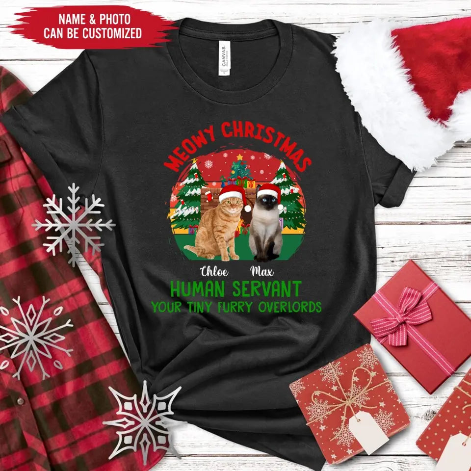 Meowy Christmas - Personalized T-Shirt, Christmas Gift For Cat Lovers - TS1026