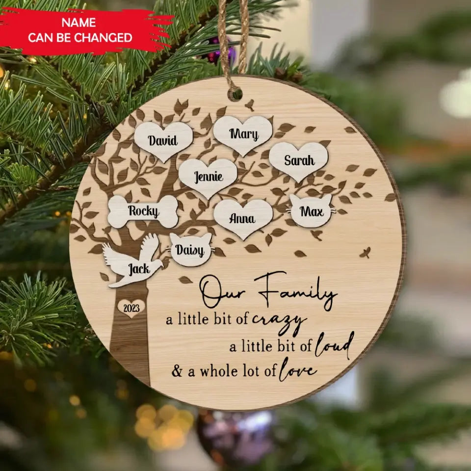 Family Member Names - Personalized Wooden Ornament, Christmas Gift For Family, Home Decor - ORN204