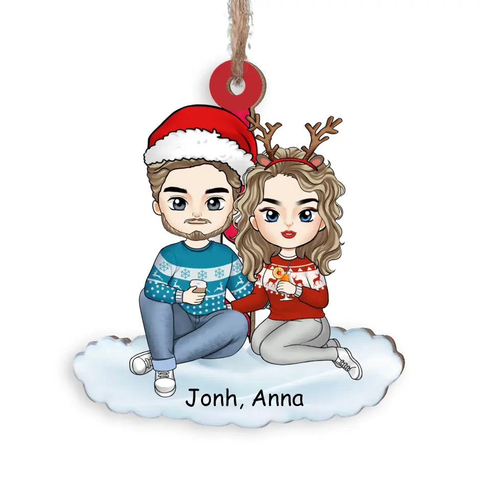 Couple Cheers To A Merry Christmas - Personalized Wooden Sign, Christmas Gift For Couple - ORN209