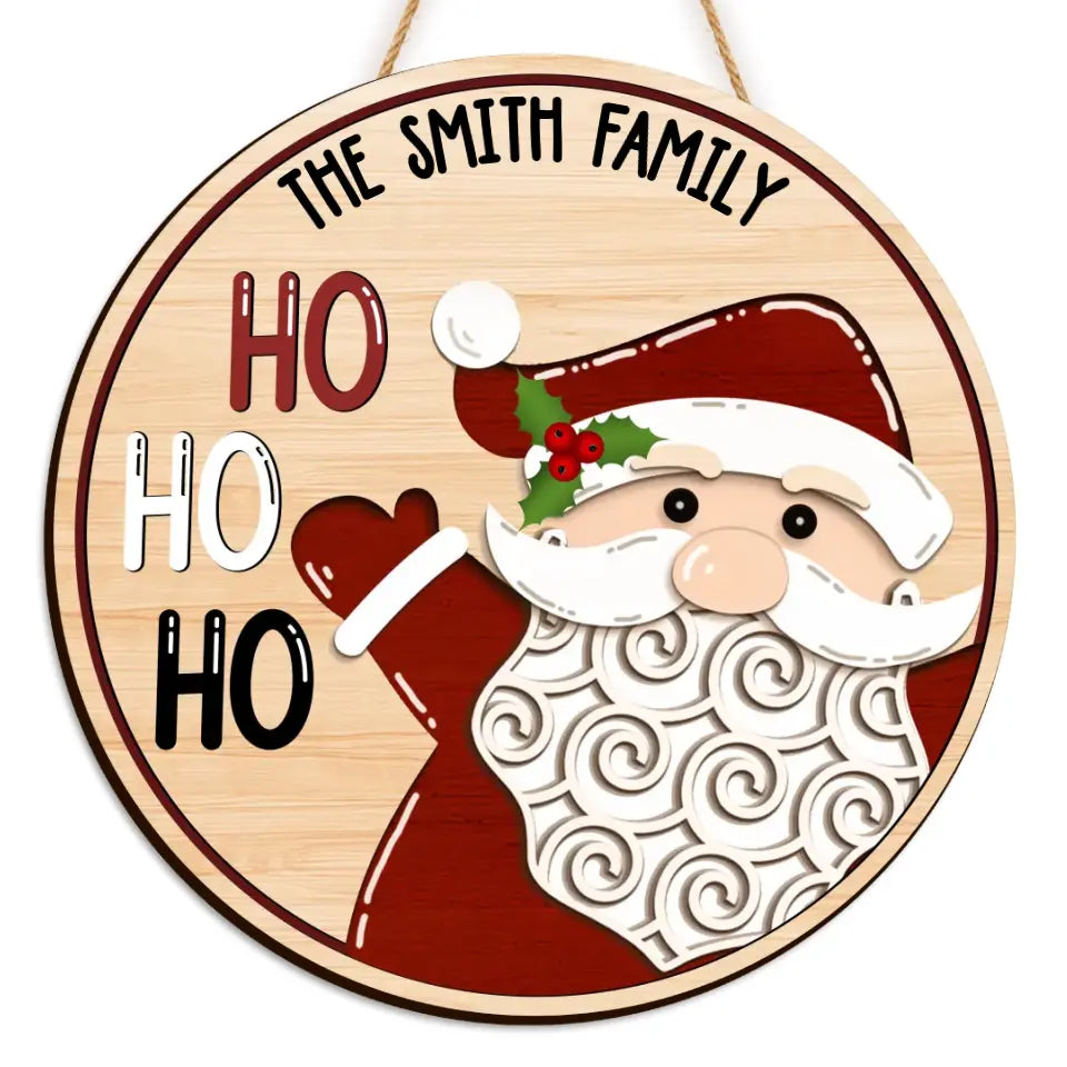 Ho Ho Ho Santa Christmas - Personalized Wood Sign, Christmas Home Decor - DS713
