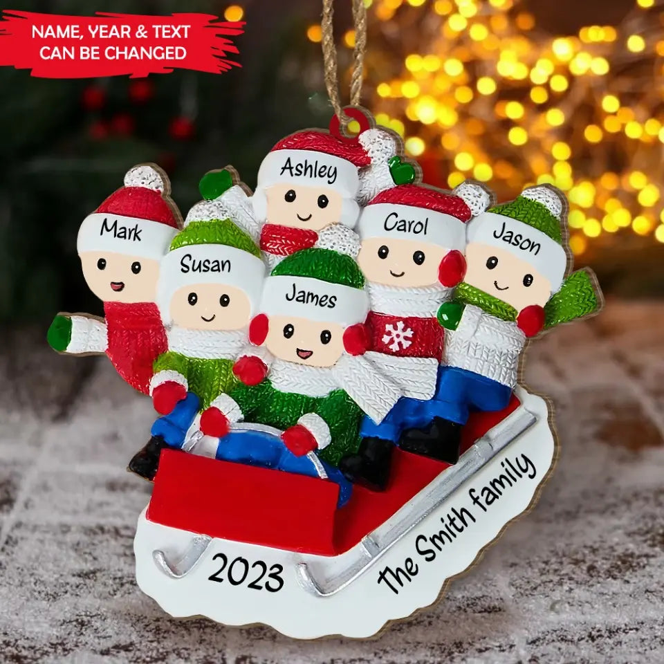 Family Ski Christmas - Personalized Wooden Ornaments, Christmas Gift For Family - ORN210