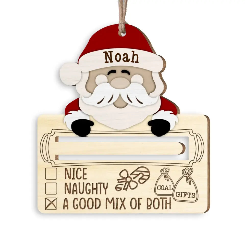 Cute Santa's List, Merry Christmas - Personalized Wooden Ornament, Money Holder - ORN173