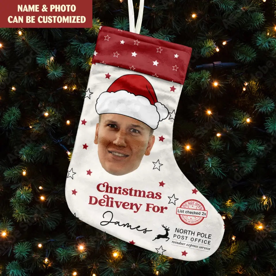 Christmas Delivery - Personalized Stocking, Upload Photo, Christmas Gifts - SCS12