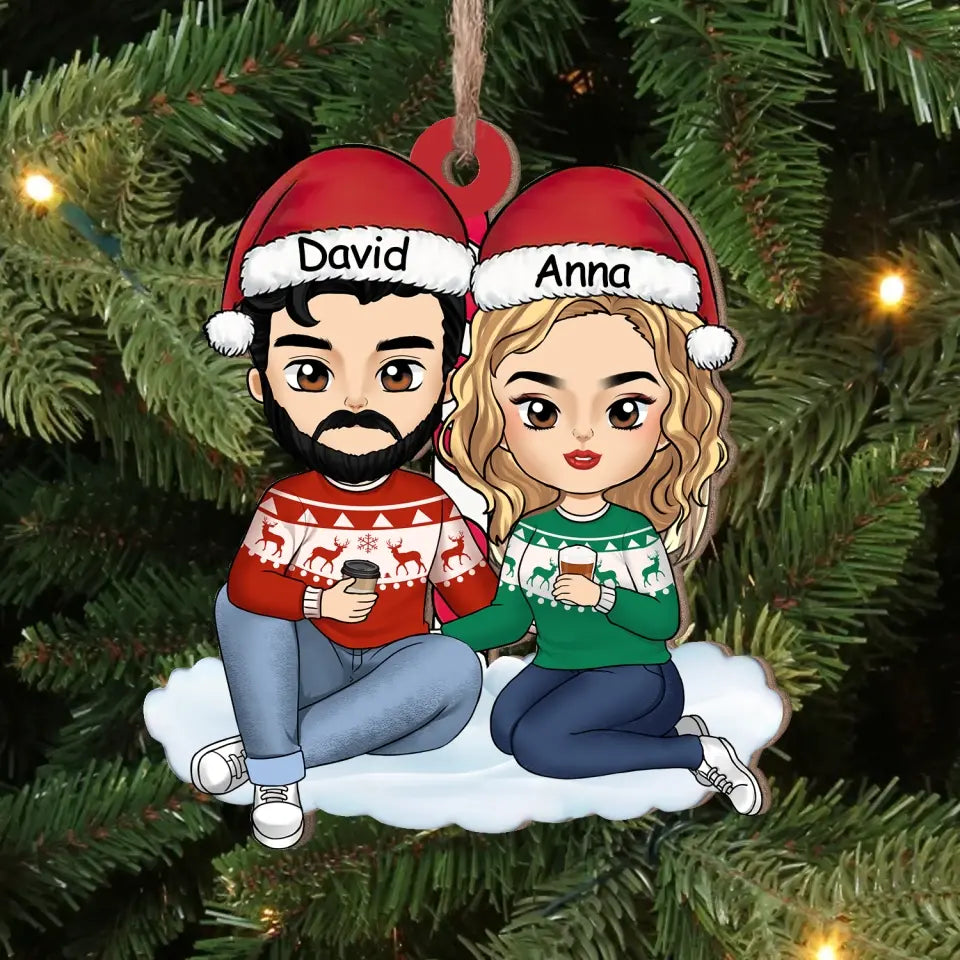 Couple Cheers To A Merry Christmas - Personalized Wooden Sign, Christmas Gift For Couple - ORN209