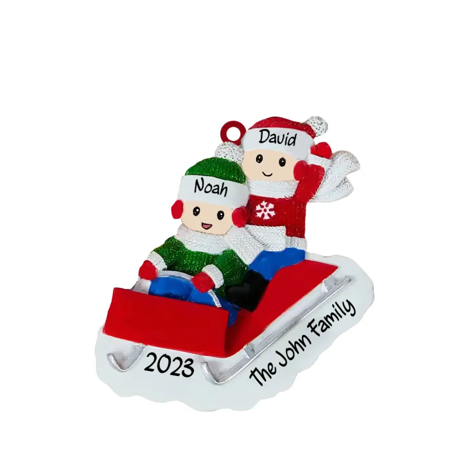 Family Ski Christmas - Personalized Wooden Ornaments, Christmas Gift For Family - ORN210