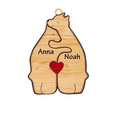 Love Family, Bear Family Puzzle - Personalized Wooden Ornament, Animal Puzzle Christmas Ornament, Family Keepsake - ORN206