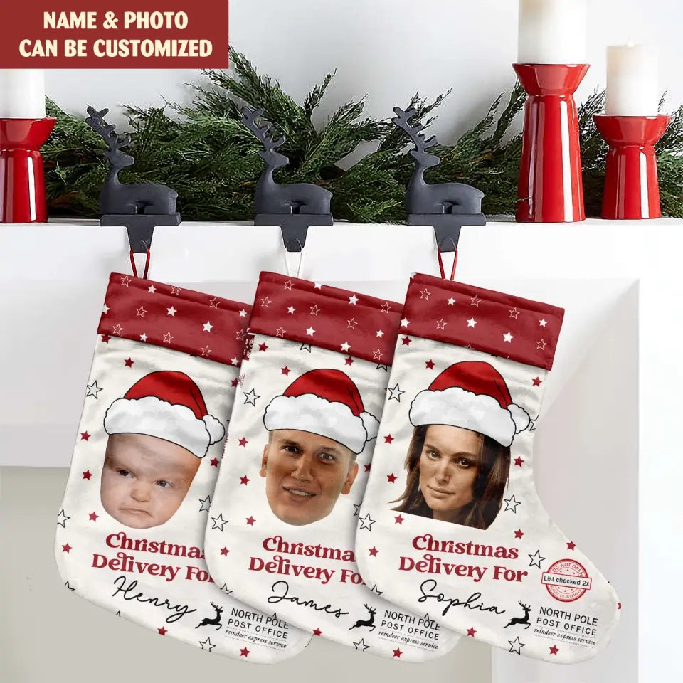 Christmas Delivery - Personalized Stocking, Upload Photo, Christmas Gifts - SCS12