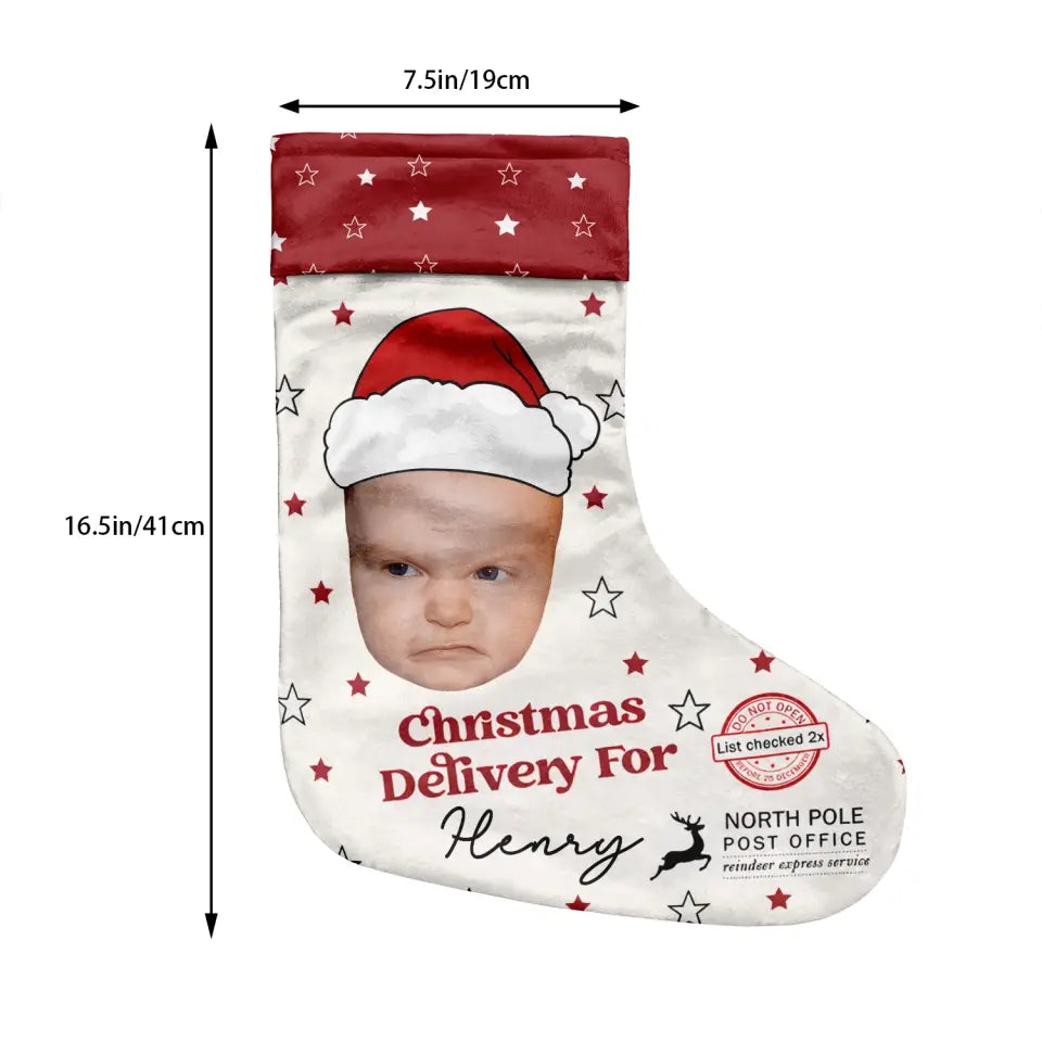 Christmas Delivery - Personalized Stocking, Upload Photo, Christmas Gifts - SCS12