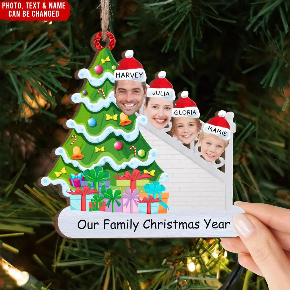 Our Family Christmas Year - Personalized Wooden Ornament, Christmas Gift For Family - ORN214