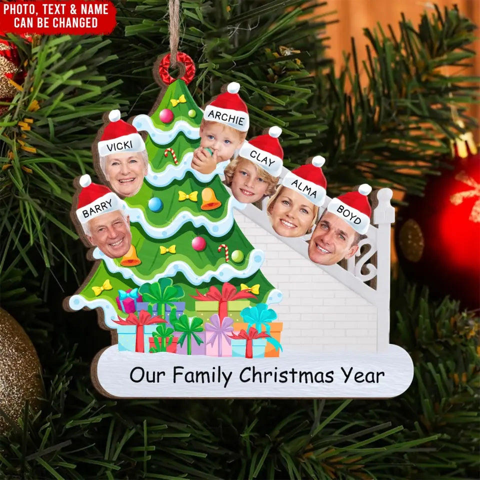 Our Family Christmas Year - Personalized Wooden Ornament, Christmas Gift For Family - ORN214