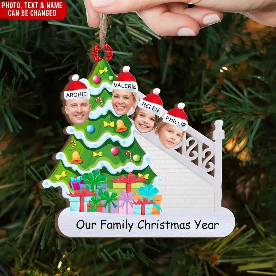 Our Family Christmas Year - Personalized Wooden Ornament, Christmas Gift For Family - ORN214