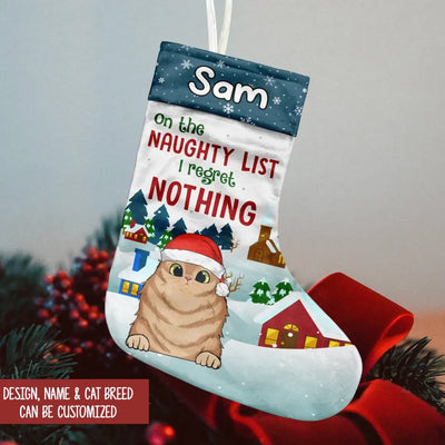 Meowy Christmas Stocking - Personalized Stocking, Christmas Gift For Cat Lovers - SCS13