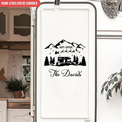 Happy Campers Christmas - Personalized Decal, Camping Gift, Christmas Gift - PCD92