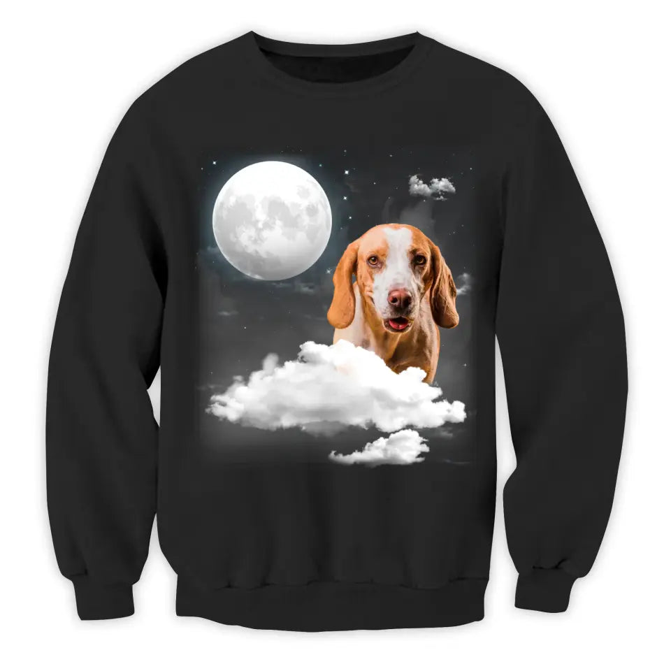 Custom Pet Portrait Night Sky - Personalized T-Shirt, Gift For Dog Lovers, Cat Lovers
