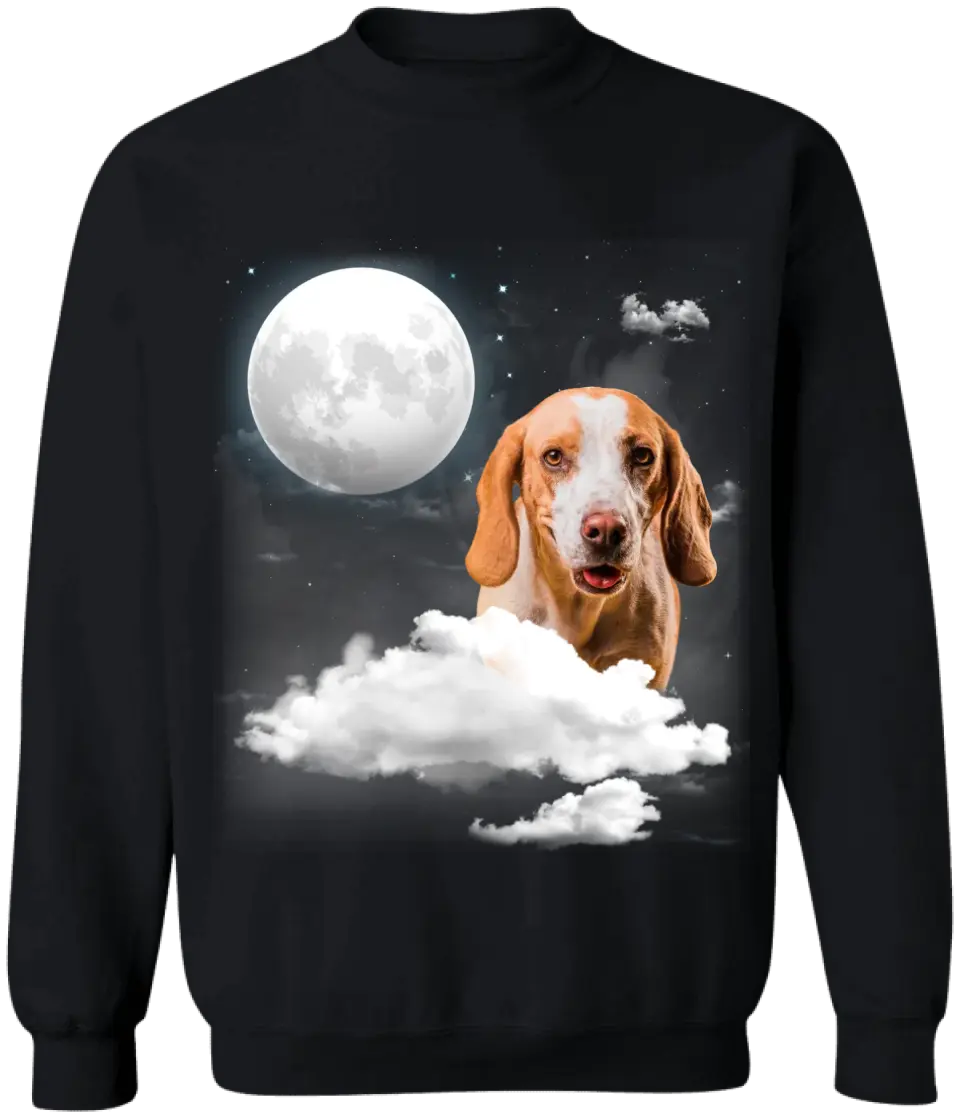 Custom Pet Portrait Night Sky - Personalized T-Shirt, Gift For Dog Lovers, Cat Lovers