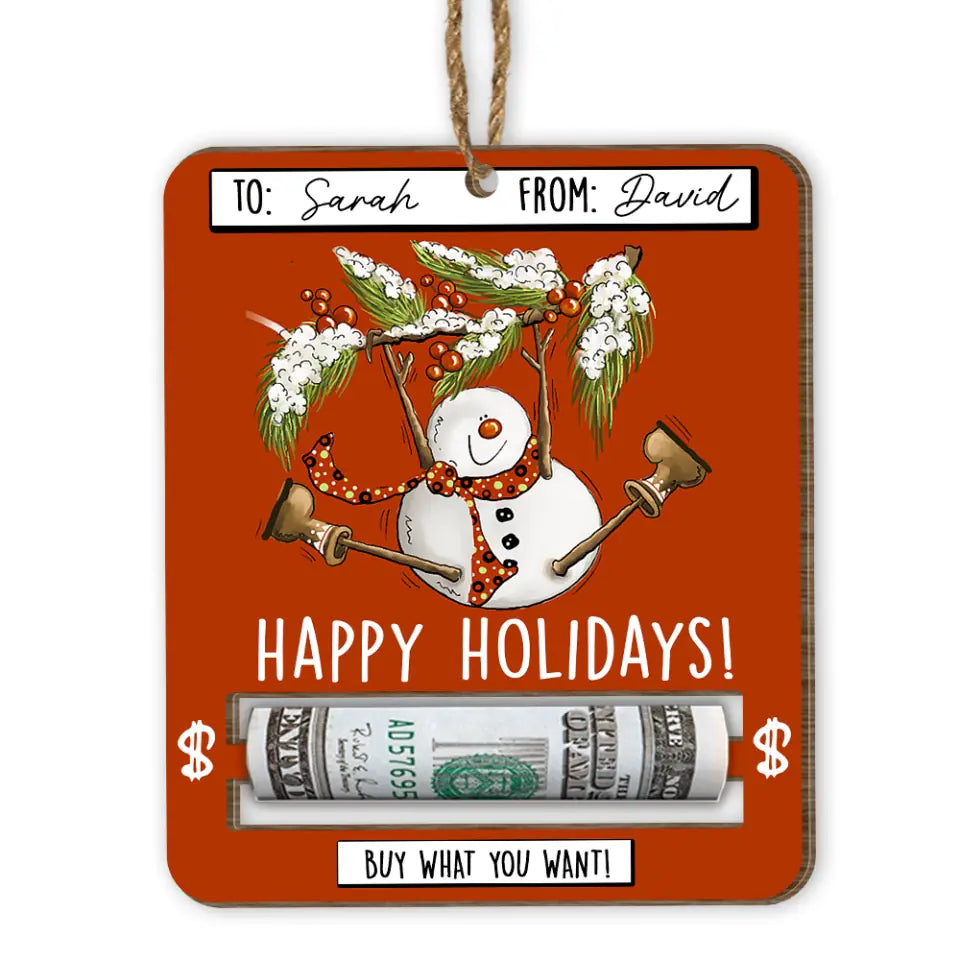 Merry Christmas Money Card - Personalized Wooden Ornament, Money Holder, Christmas Gift - ORN222