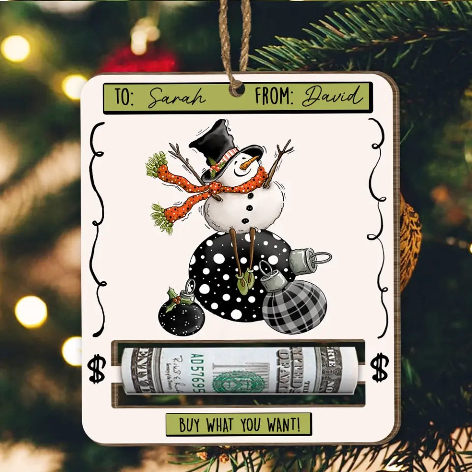 Merry Christmas Money Card - Personalized Wooden Ornament, Money Holder, Christmas Gift - ORN222