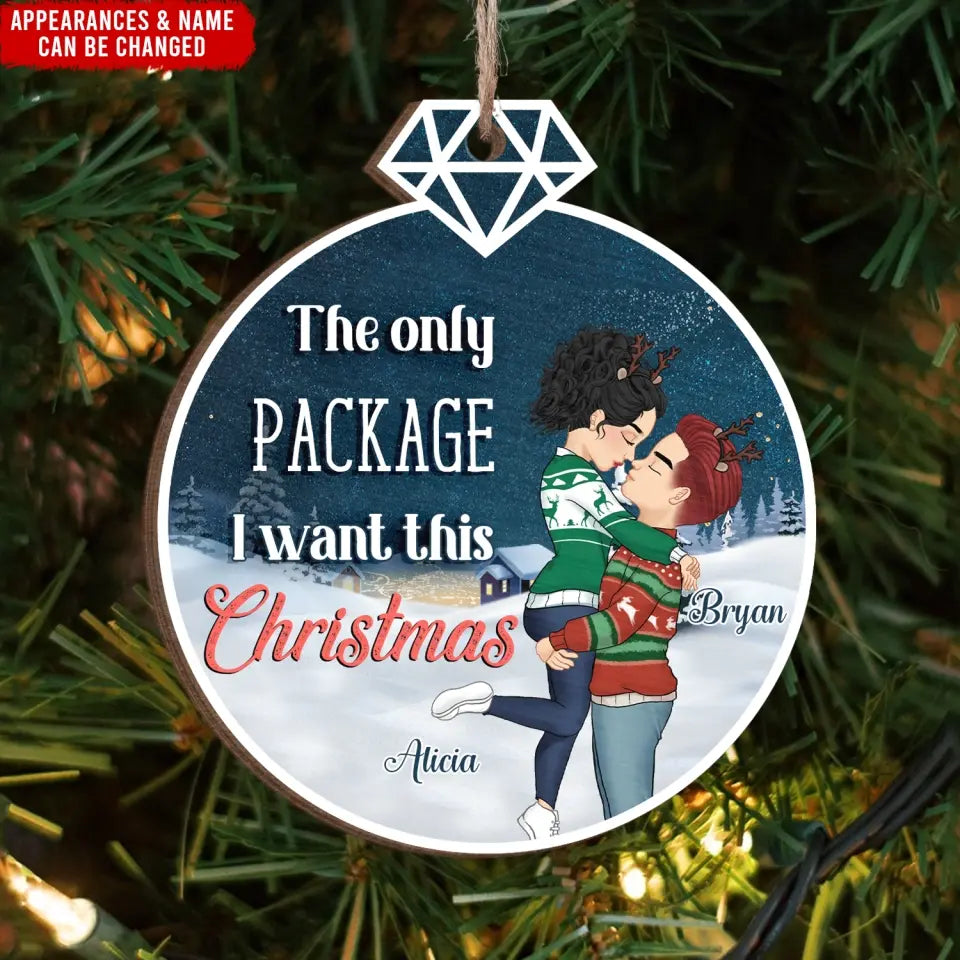 The Only Package I Want This Christmas - Personalized Wood Ornament - ORN219