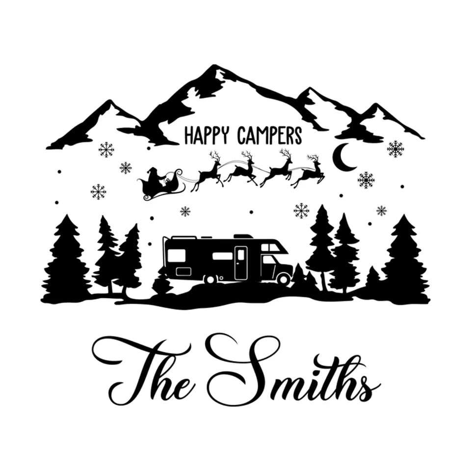 Happy Campers Christmas - Personalized Decal, Camping Gift, Christmas Gift - PCD92